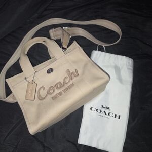 Coach Canvas Small Tote Bag in Beige